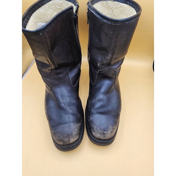 VTG Field & Stream Black Leather Insulated Boots Zip Side Almond Toe Men Sz 10EE - Picture 5 of 11